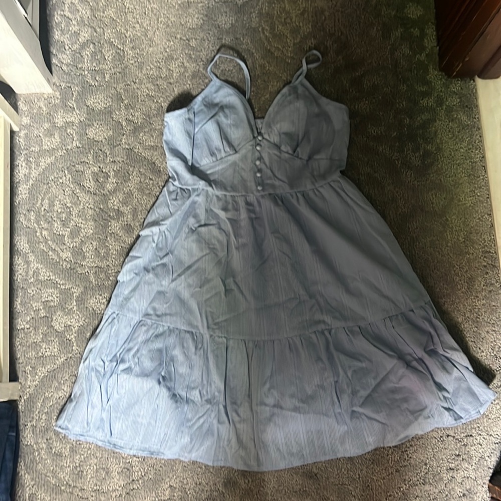 Solid Sleeveless Light Blue Dress